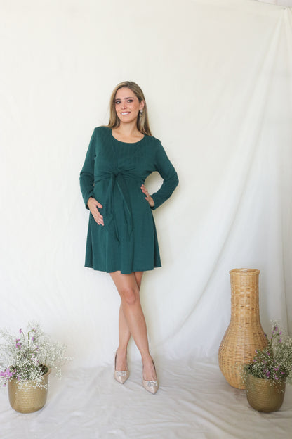 Vestido maternidad y lactancia Romina verde caliente CH a XXG