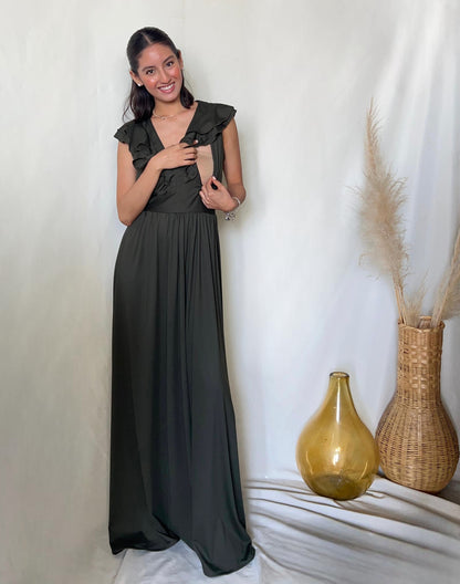 Xiomara de maternidad y lactancia verde licra olivo