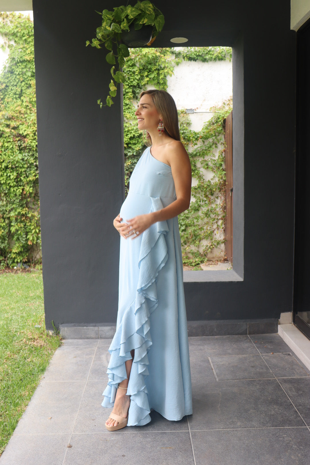 Vestido de maternidad Nancy azul jaspe