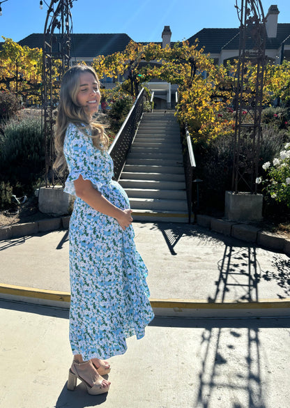 Maternity dress, Úrsula little blue flowers