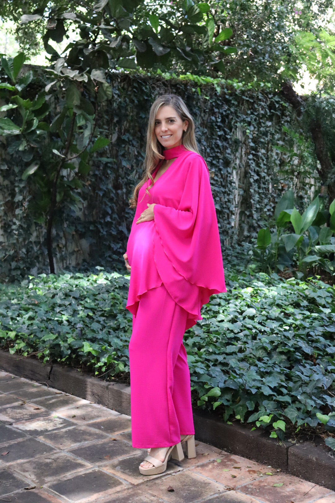 Maternity jumpsuit, White flowered