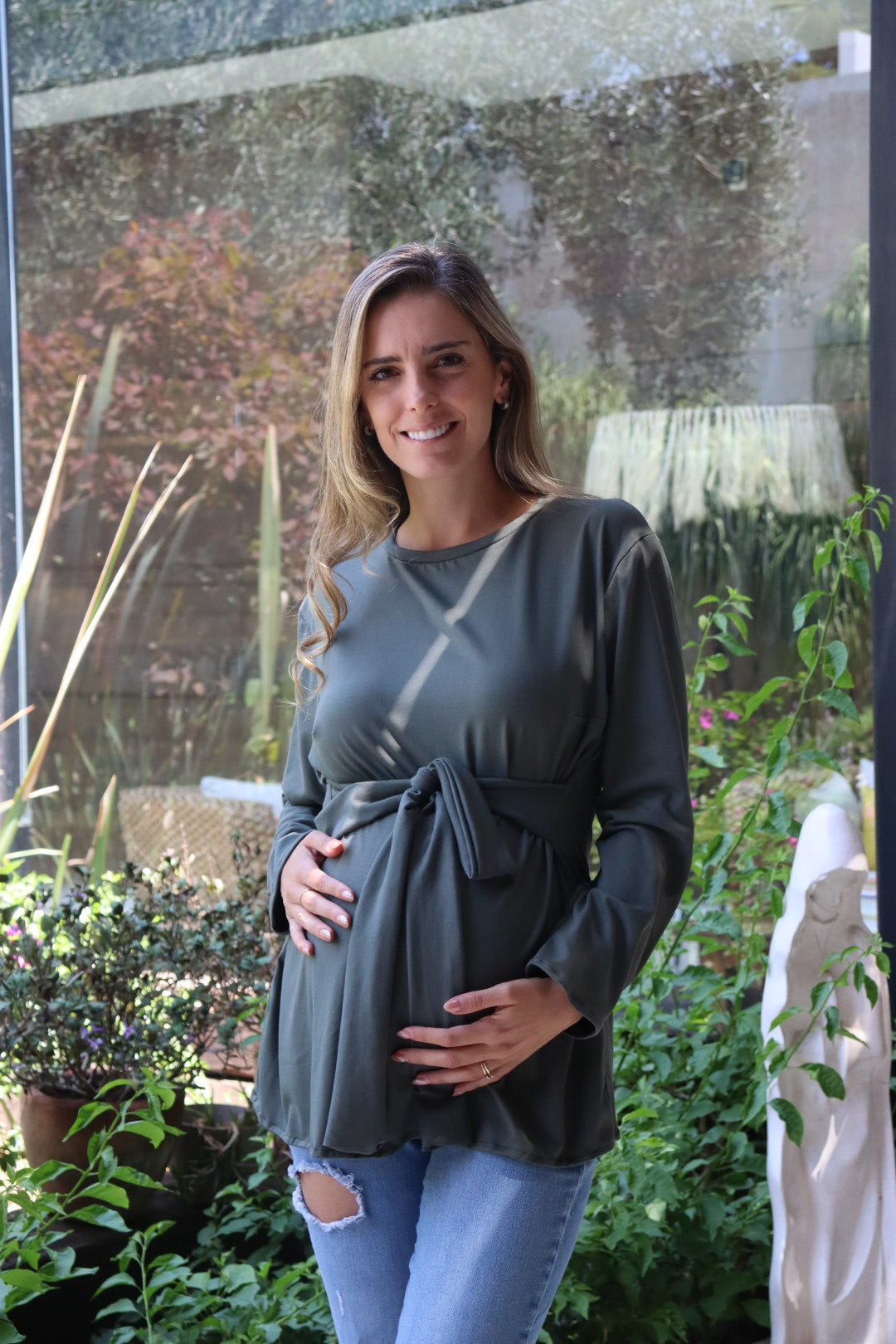 Blusa de maternidad, Paulina verde algodón
