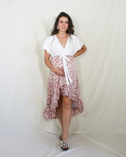Vestido de Maternidad, Love Carlota florecitas rosa pastel CH