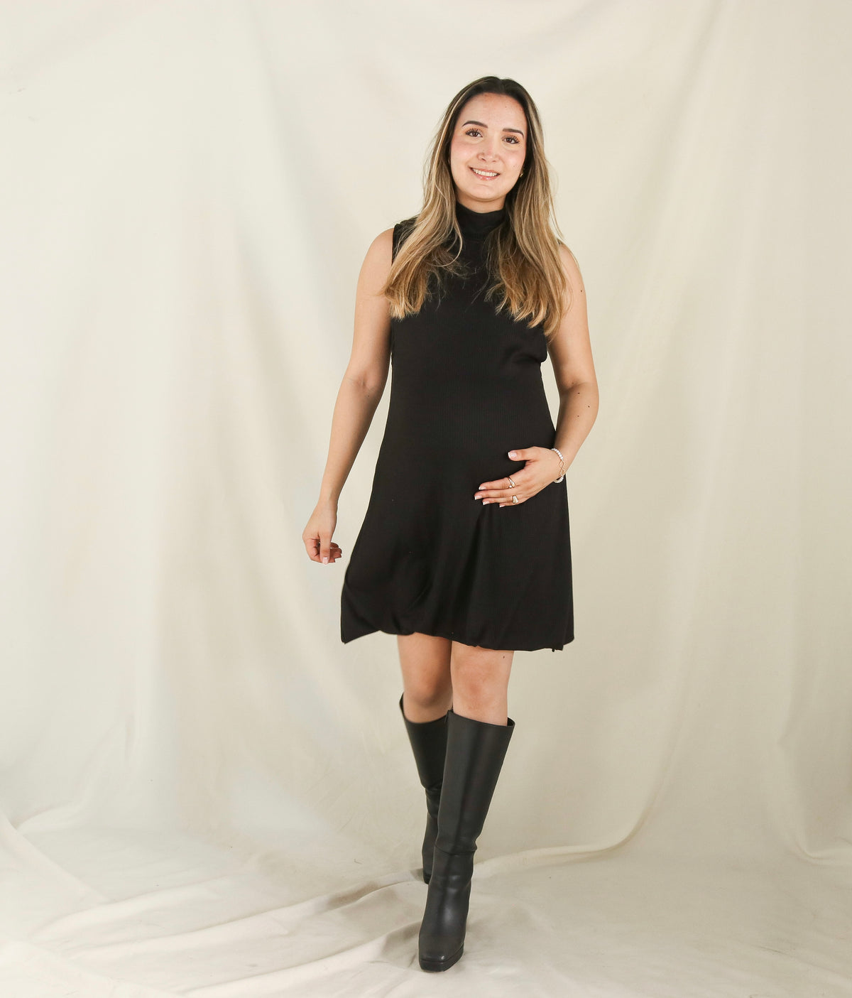 Maternity Dress, Black Turtleneck Sleeveless