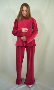 Conjunto de maternidad Mayte, rojo terciopelo