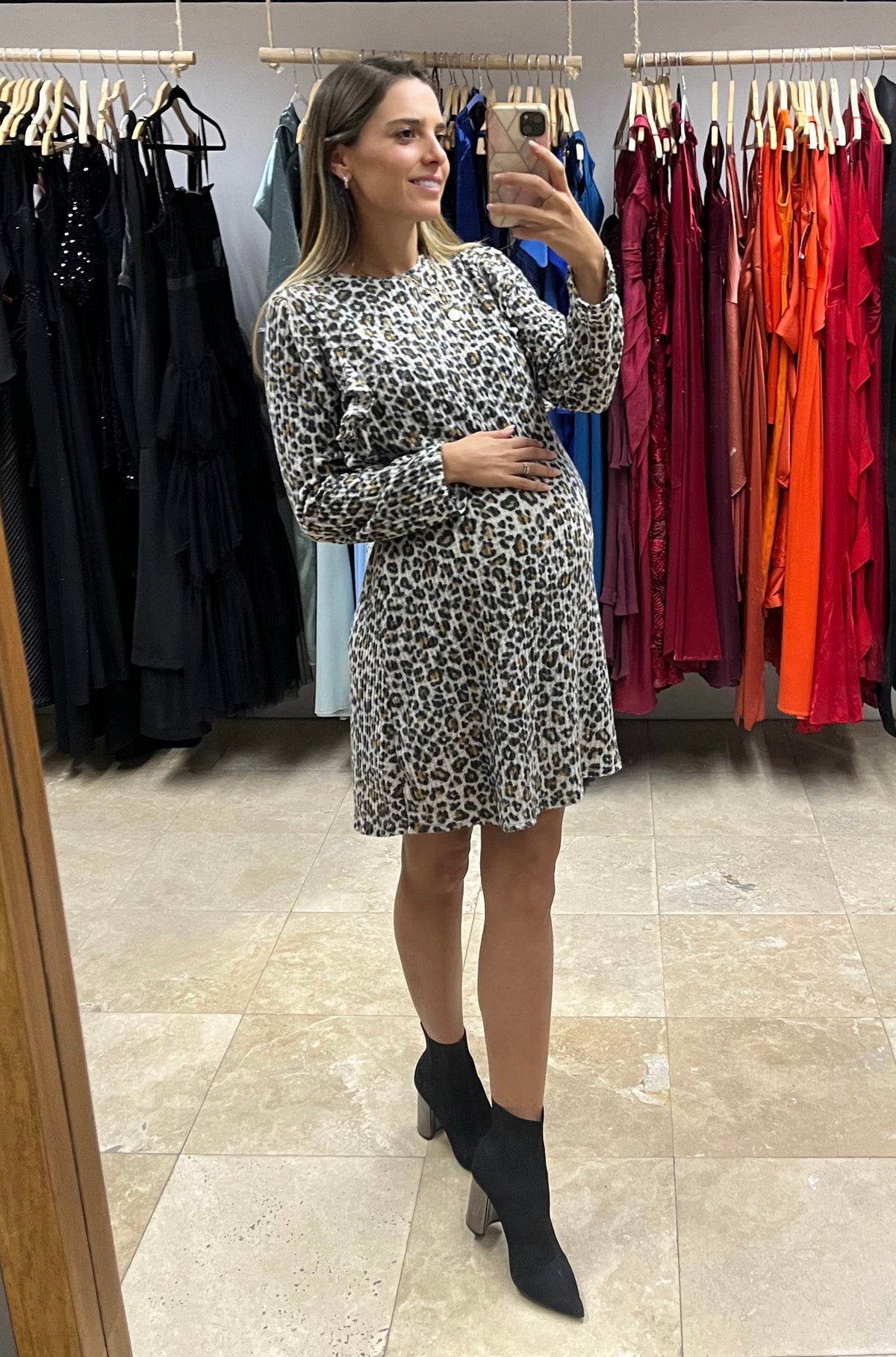 Vestido maternidad y lactancia, leopardo caliente CH-M-G-XG