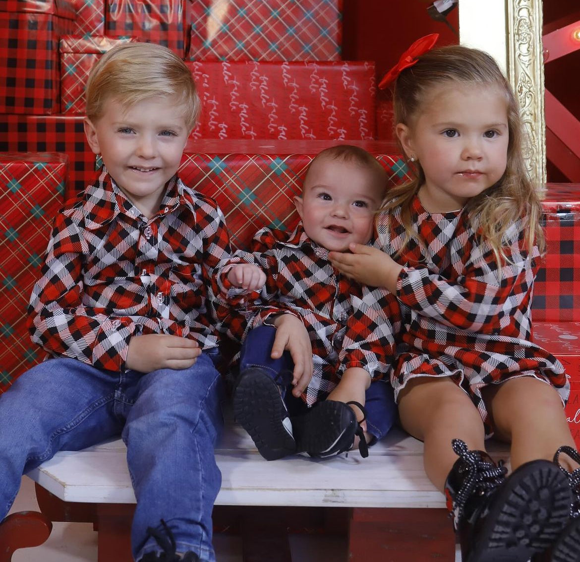 Match familia navideño negro con rojo