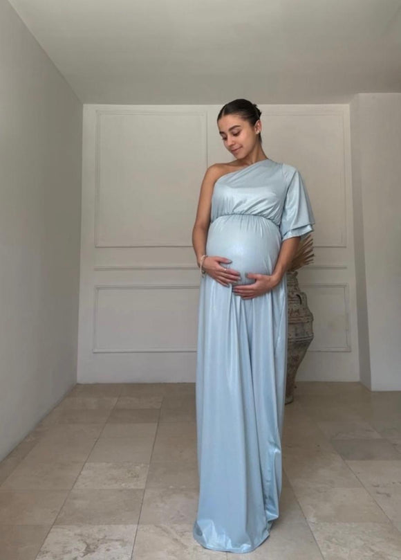 Vestido de maternidad, Paty azul brilloso