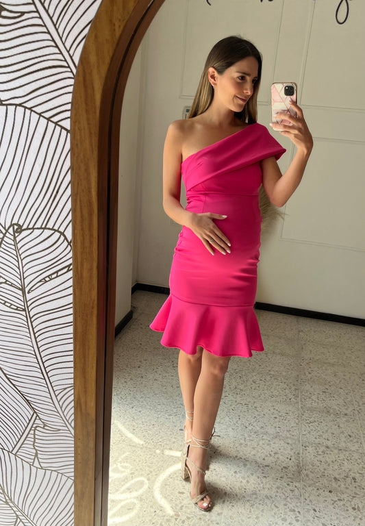 Vestido de maternidad María José rosa barbie ponti CH, M, XG