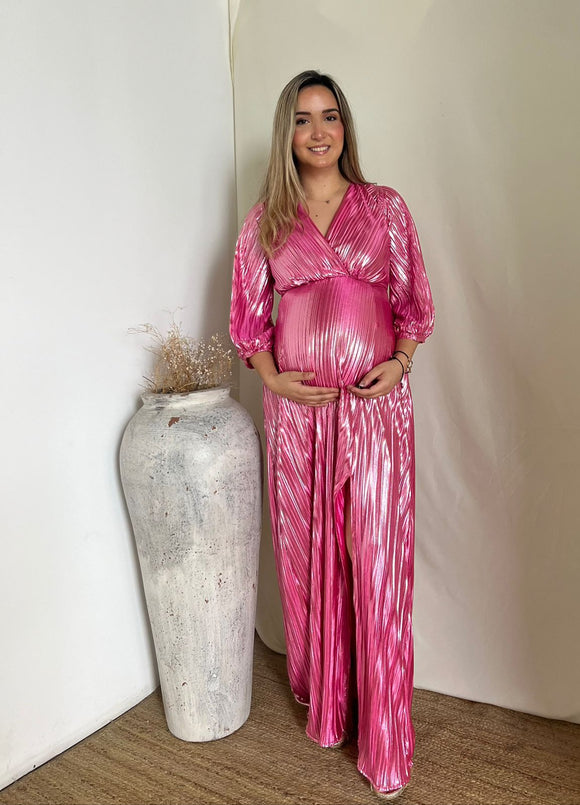 Vestido de maternidad, Nicole rosa corrugado