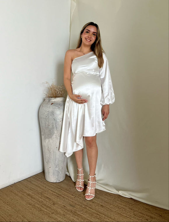 Vestido maternidad Samantha, ivory brilloso