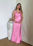 Vestido de maternidad Anahi, rosa intenso brilloso