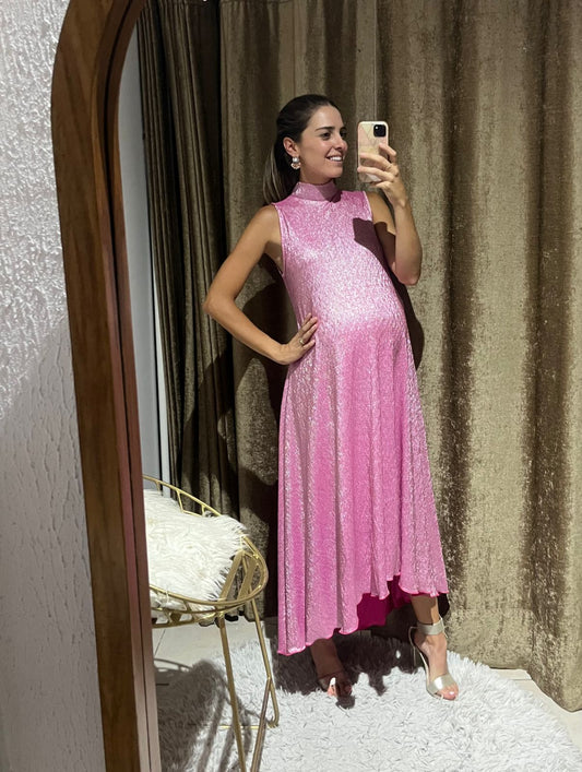 Vestido de maternidad Sonia, rosa brilloso (XG)