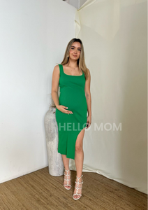 Vestido de maternidad stretch con abertura verde