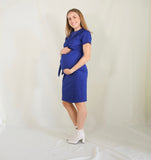 Vestido de maternidad, Camila azul imperial mangas cortas