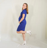 Maternity dress, Camila imperial blue short sleeves