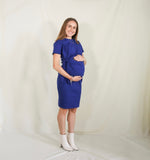 Vestido de maternidad, Camila azul imperial mangas cortas