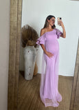 Vestido de maternidad, con tul lila CH