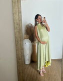 Vestido de maternidad Sonia, verde claro brilloso G