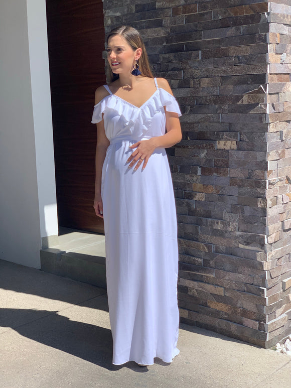 Vestido de maternidad Dayana blanco CH, M G y XG