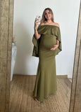 Vestido de maternidad Amparo, verde olivo neopreno