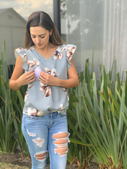 Blusa de lactancia, Blusa Andy gris flores  (XG)