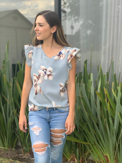 Blusa de lactancia, Blusa Andy gris flores  (XG)