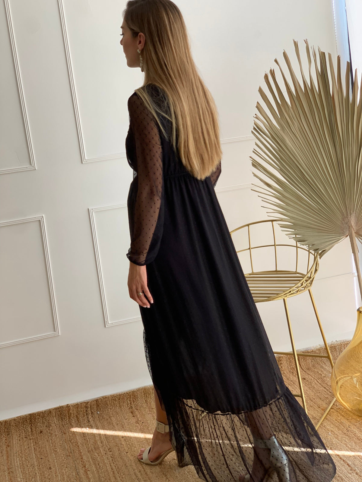 Vestido de Maternidad, Sofia/Carlota Negro puntos (M)