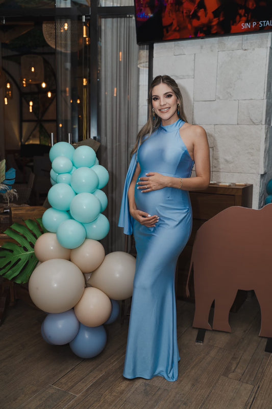 Vestido de maternidad Carola, azul brilloso CH