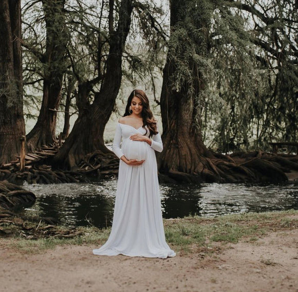 Vestido de maternidad sesión blanco, Alberta CH a XG