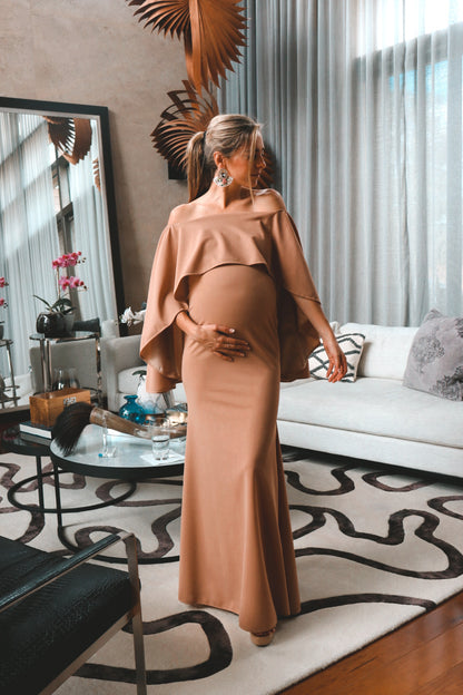 Vestido de maternidad Amparo, beige vértigo