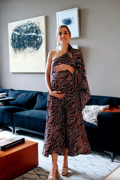Vestido de maternidad Ilya negro con chedron corrugado CH