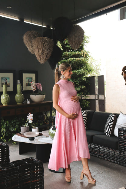 Vestido de maternidad Sonia, rosa claro textura CH-M-G-XG