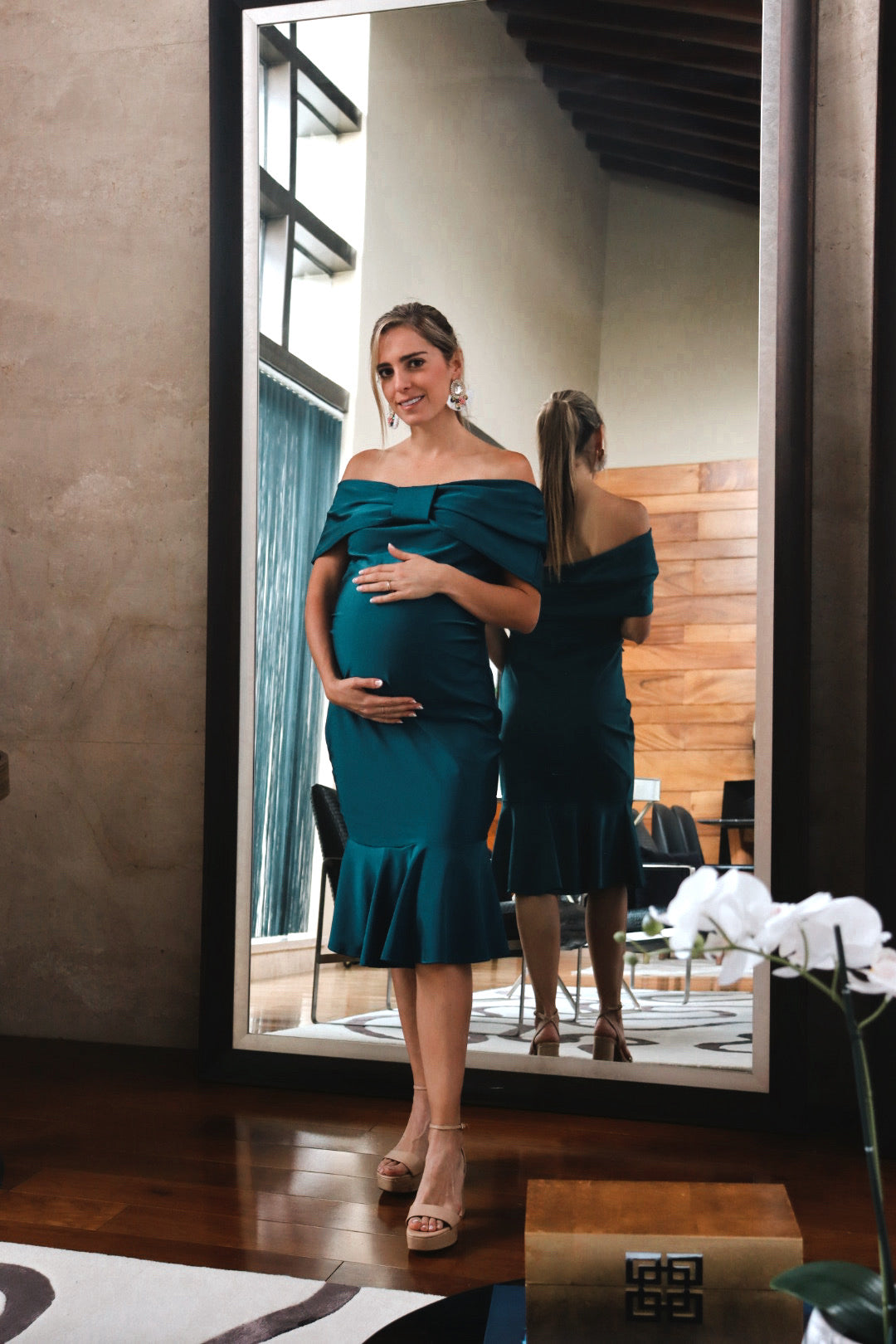Vestido maternidad Lluvia petróleo licra M