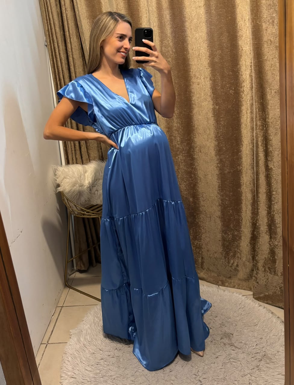 Vestido de maternidad Sofia Dalia Azul Destellante