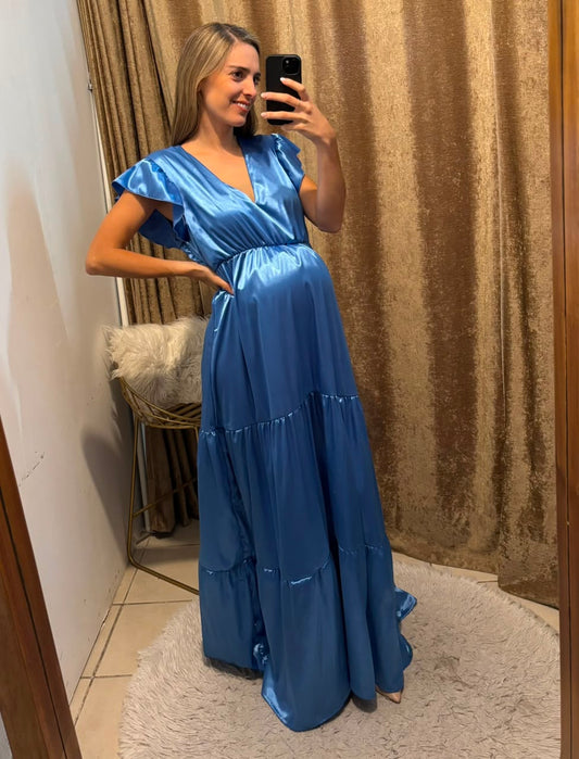 Vestido de maternidad Sofia Dalia Azul Destellante