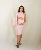 Vestido de maternidad Carola, rosa claro corto neopreno