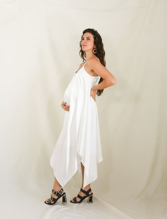 Vestido de maternidad Odethe, ivory brilloso CH