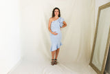 Vestido de maternidad, Aurelia azul cielo neopreno con olan diagonal