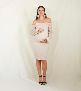 Vestido de maternidad, Marizza beige textura