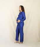 Conjunto de maternidad Mayte, azul rey corrugado