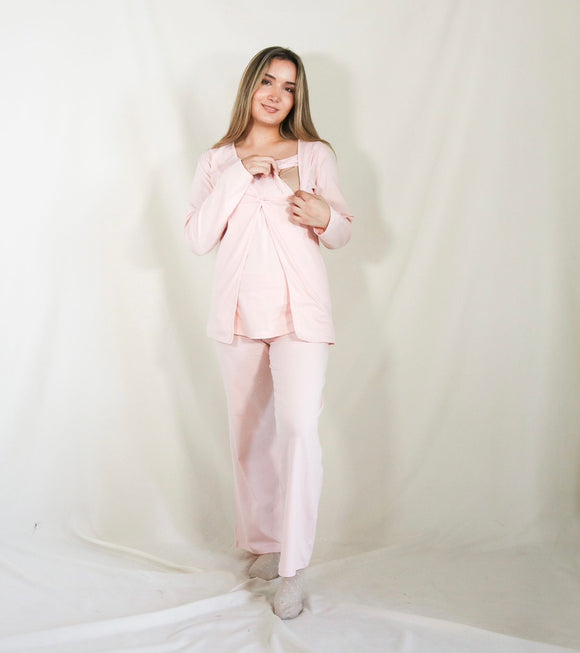 Pijama de lactancia y maternidad, rosa SM