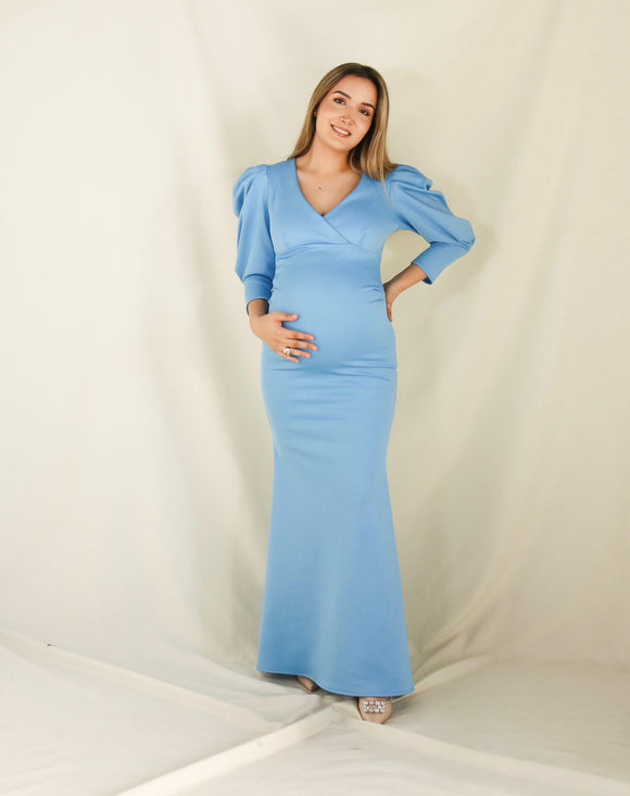 Vestido de maternidad azul frances , Yuridia