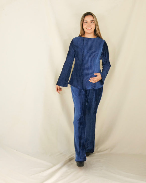 Conjunto de maternidad Mayte, azul terciopelo CH