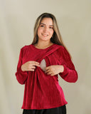 Blusa de lactancia Daniela, rojo terciopelo