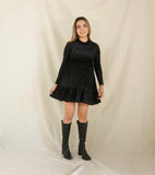 Vestido de maternidad, Gaby corto negro terciopelo textura CH