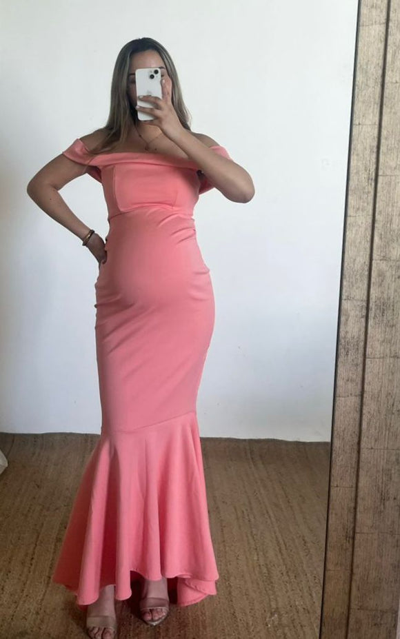 Vestido de maternidad Renata, rosa salmón