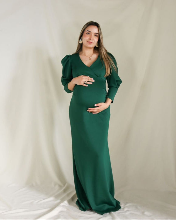 Vestido de maternidad Yuridia, verde neopreno