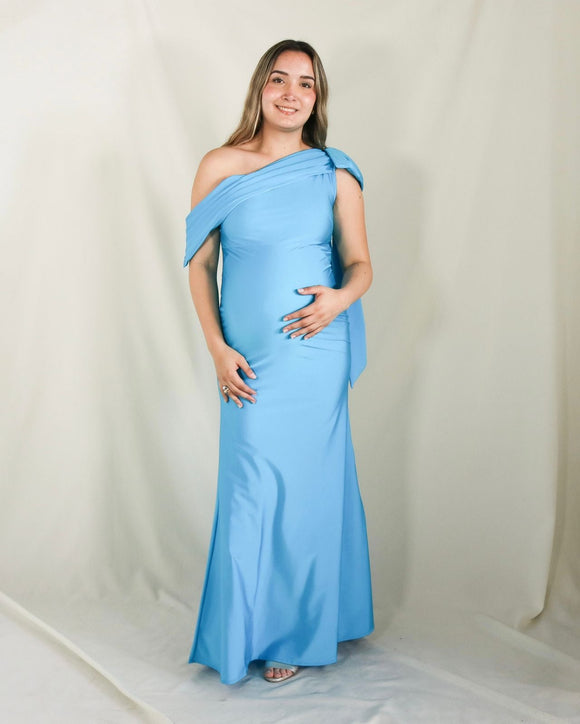Vestido de maternidad Roberta, azul cielo brilloso