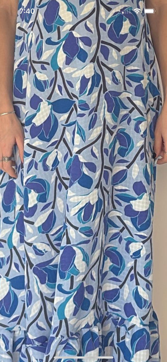 green fabric with orange flowers